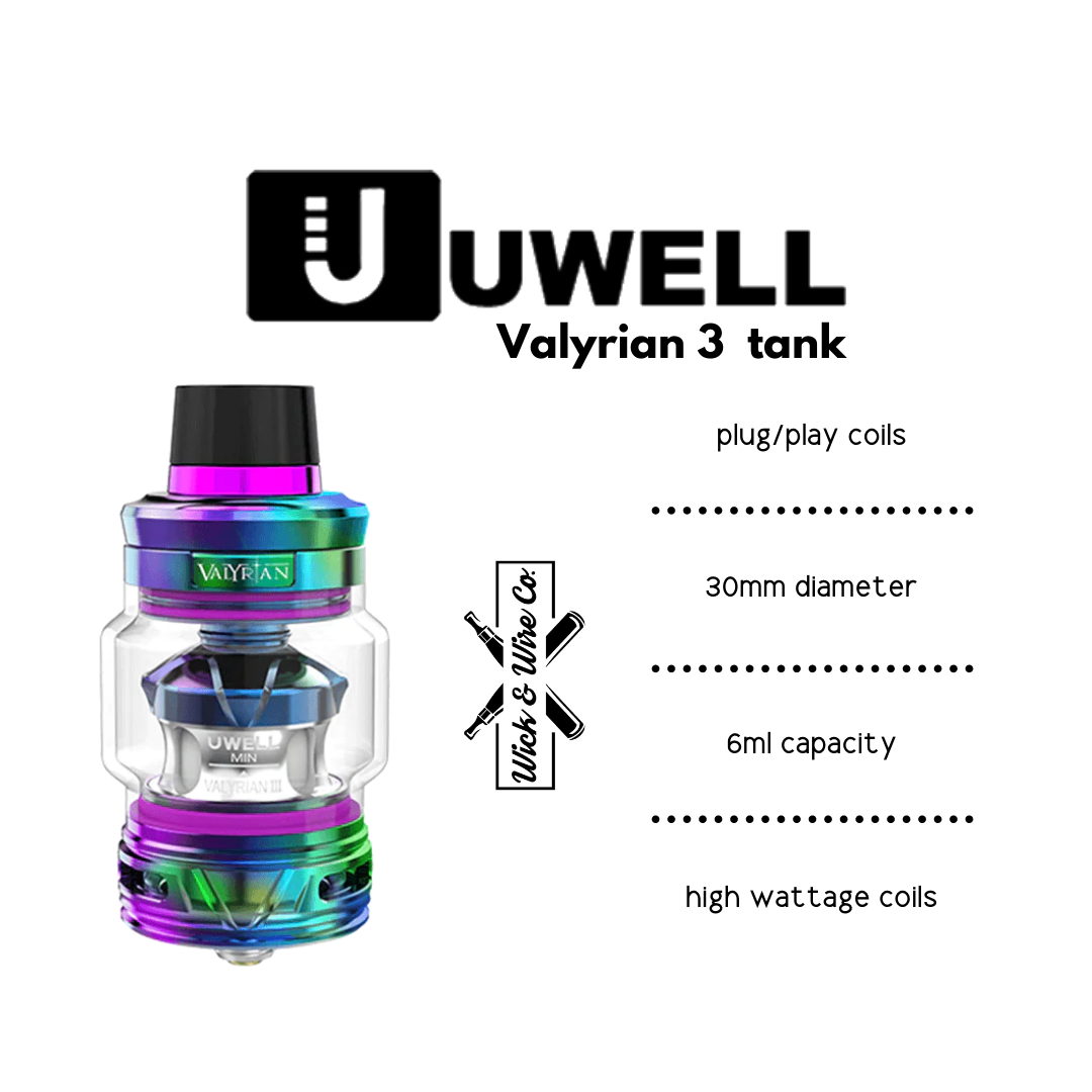 Buy Uwell Valyrian III (3) Sub ohm Tank - Wick And Wire Co Melbourne Vape Shop, Victoria Australia