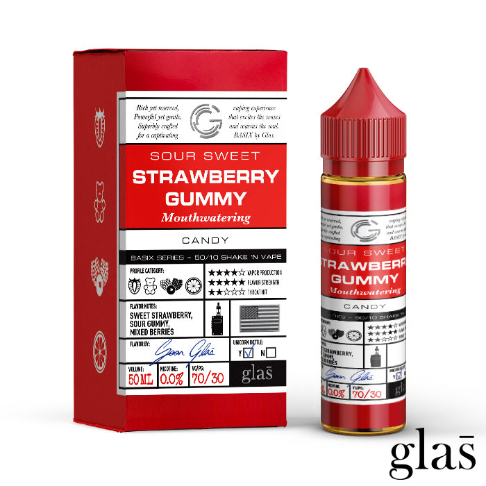 Buy Strawberry Gummy by Glas Basix Series 60ml - Wick And Wire Co Melbourne Vape Shop, Victoria Australia