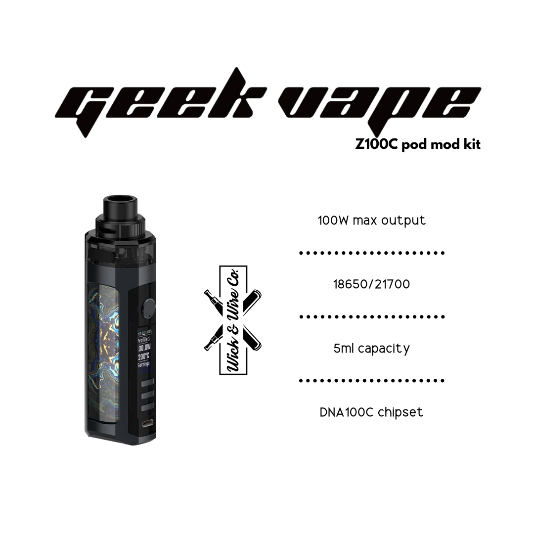 Buy Geekvape Z100 DNA 100W Pod Mod Kit - Wick And Wire Co Melbourne Vape Shop, Victoria Australia