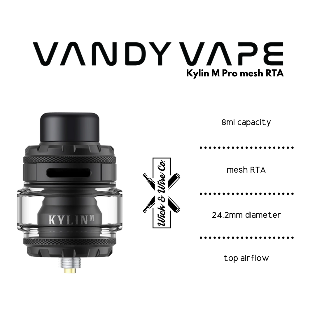 Buy Kylin M Pro Mesh RTA - Vandy Vape - Wick And Wire Co Melbourne Vape Shop, Victoria Australia