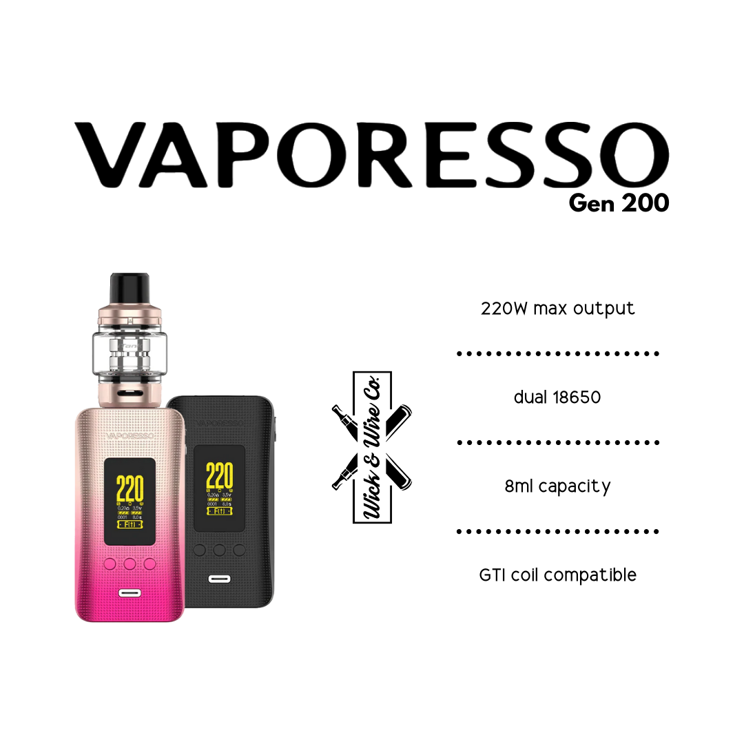Buy Gen 200 Starter Kit By Vaporesso - Wick And Wire Co Melbourne Vape Shop, Victoria Australia