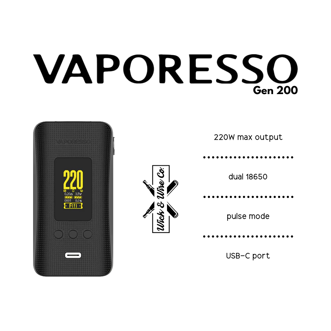 Buy Vaporesso Gen 200 Box Mod - Wick And Wire Co Melbourne Vape Shop, Victoria Australia