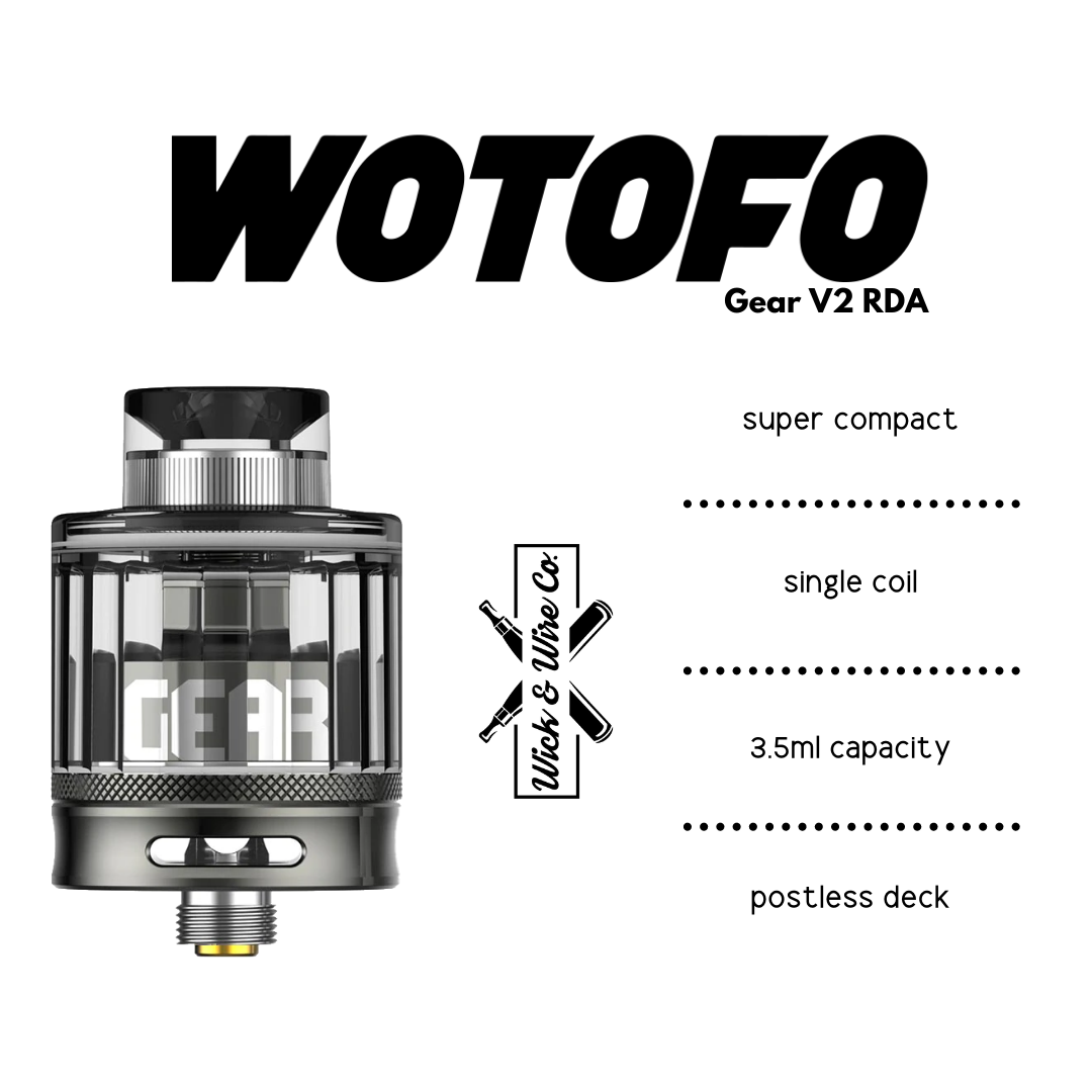 Buy Wotofo Gear V2 RTA - Wick And Wire Co Melbourne Vape Shop, Victoria Australia